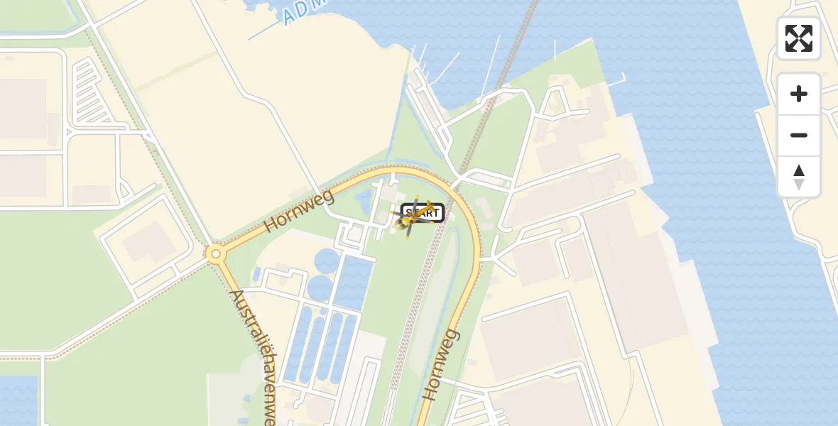 Routekaart van de vlucht: Lifeliner 1 naar Amsterdam Heliport