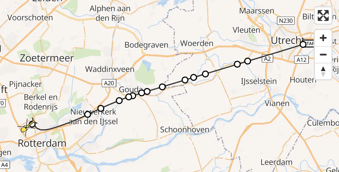 Routekaart van de vlucht: Lifeliner 2 naar Rotterdam The Hague Airport