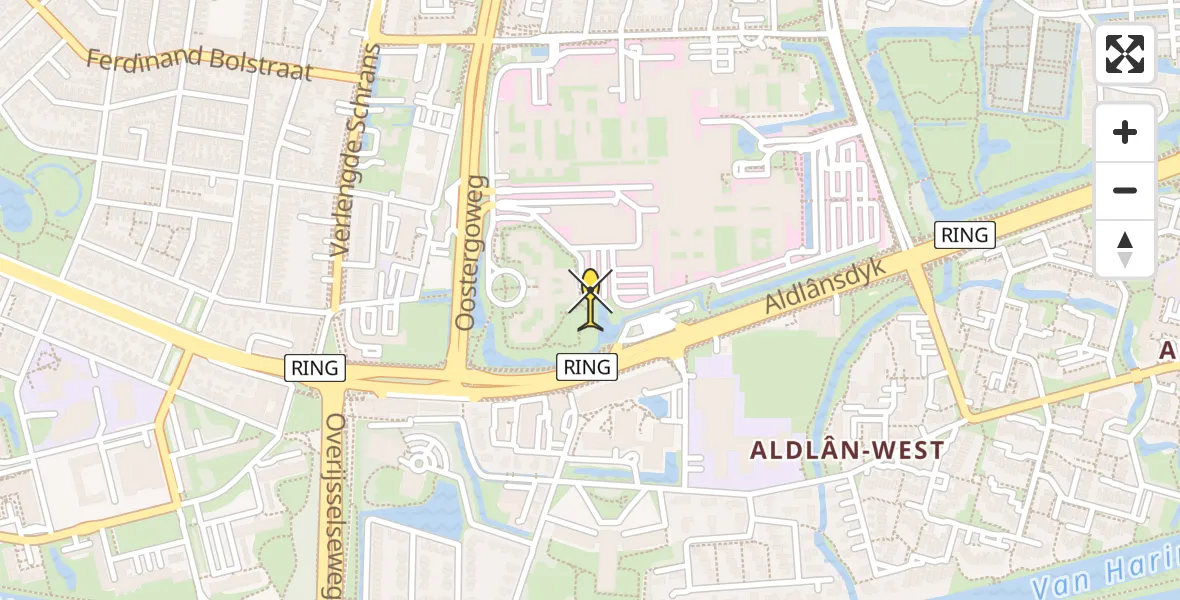 Vluchtroute Ambulancehelikopter van Leeuwarden naar Leeuwarden