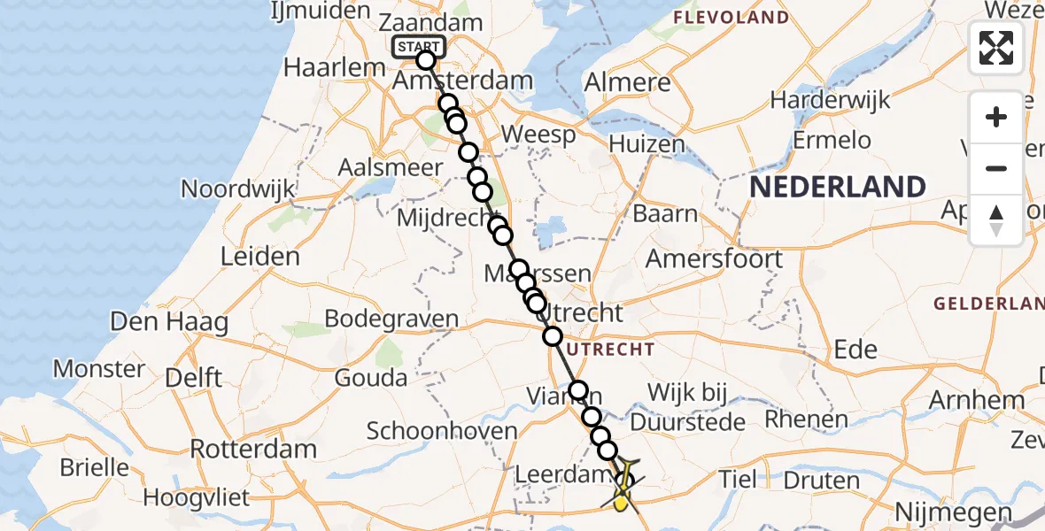 Routekaart van de vlucht: Lifeliner 1 naar Enspijk