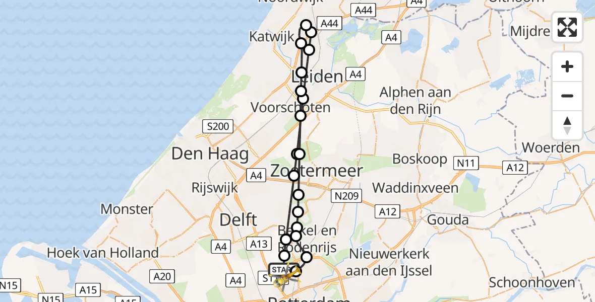 Vluchtroute Traumahelikopter Rotterdam The Hague Airport - Rotterdam The Hague Airport, 27 januari 2024, 09:55