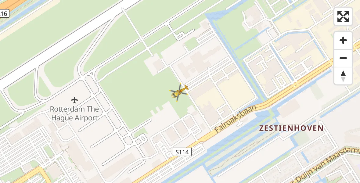 Vluchtroute Traumahelikopter Rotterdam The Hague Airport - Rotterdam The Hague Airport, 27 januari 2024, 10:11