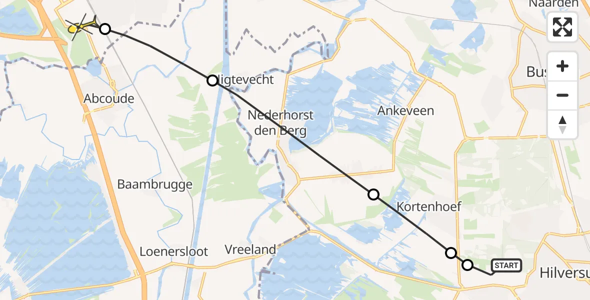 Routekaart van de vlucht: Lifeliner 1 naar Academisch Medisch Centrum (AMC)