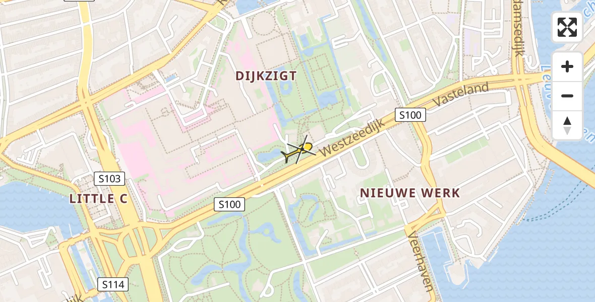 Vluchtroute Traumahelikopter van Erasmus MC naar Erasmus MC