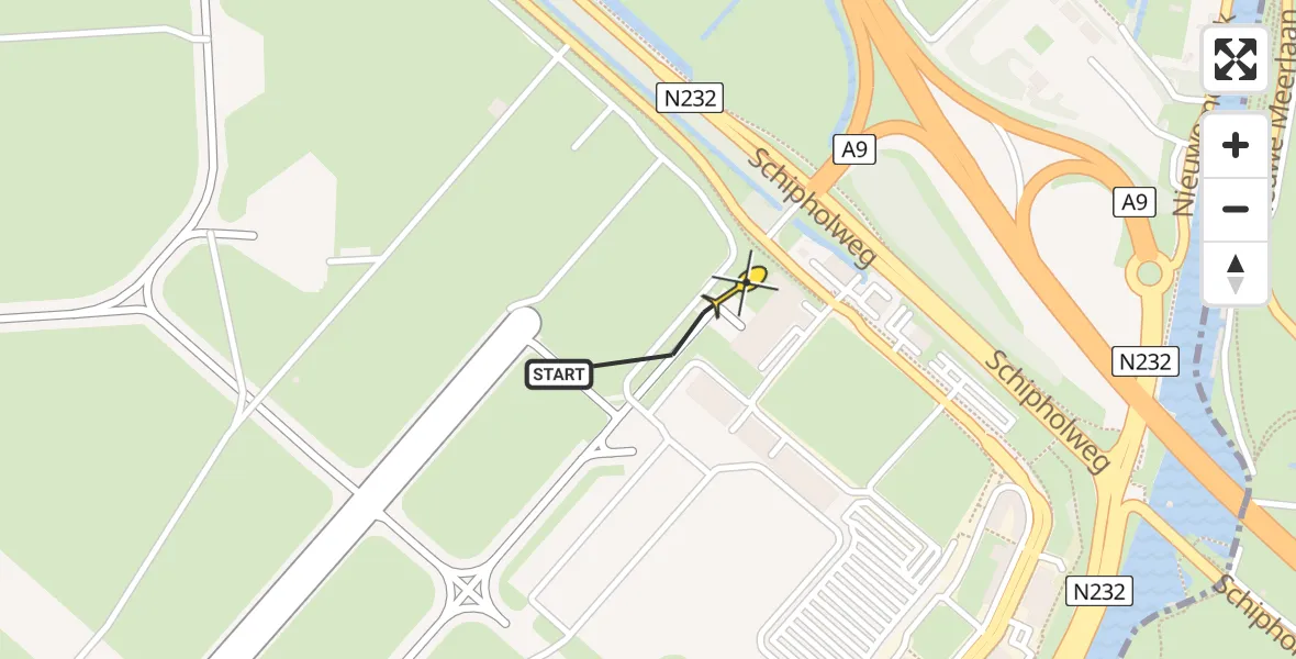 Vluchtroute Politiehelikopter van Schiphol naar Schiphol