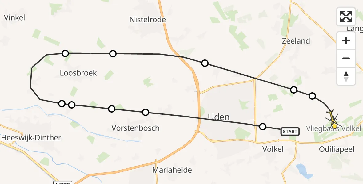 Routekaart van de vlucht: Lifeliner 3 naar Vliegbasis Volkel