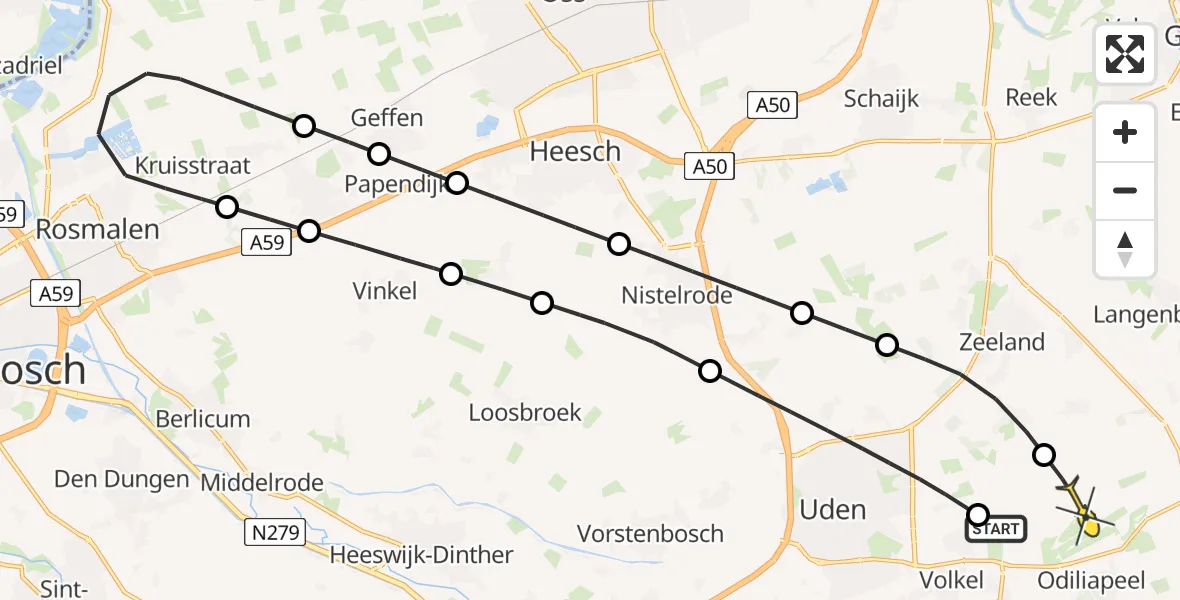 Routekaart van de vlucht: Lifeliner 3 naar Vliegbasis Volkel