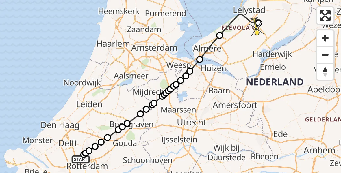 Routekaart van de vlucht: Lifeliner 2 naar Lelystad Airport