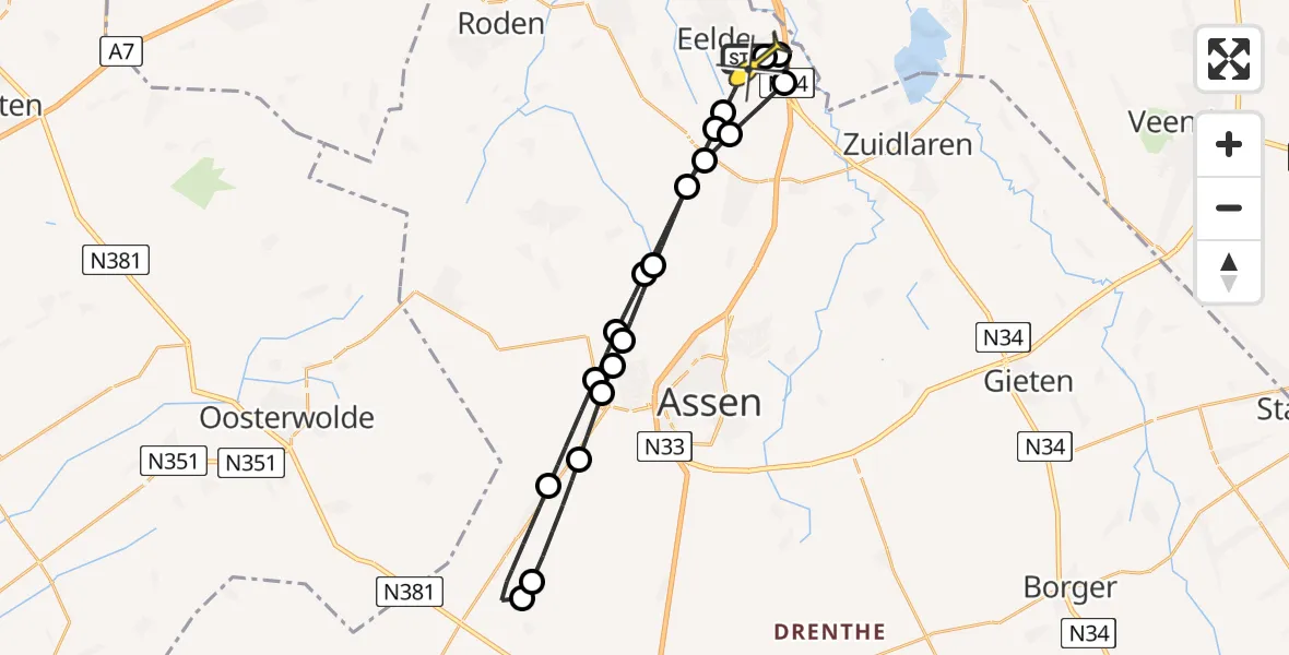 Routekaart van de vlucht: Lifeliner 4 naar Groningen Airport Eelde