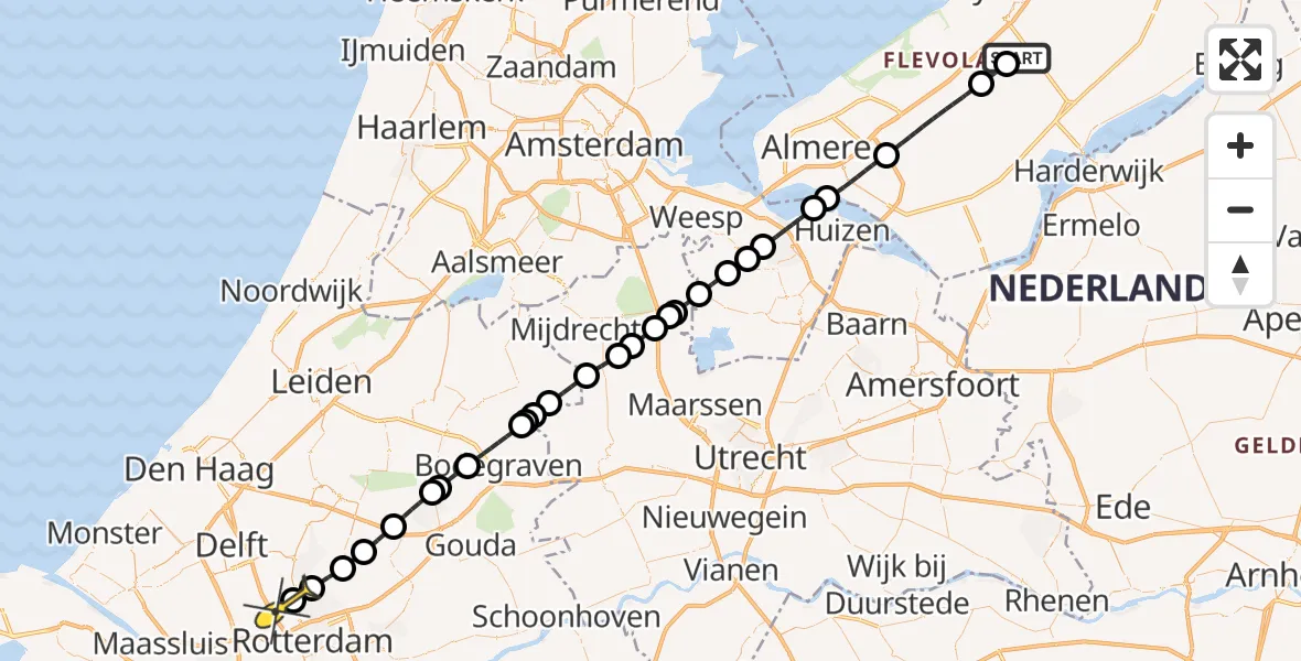 Routekaart van de vlucht: Lifeliner 2 naar Rotterdam The Hague Airport