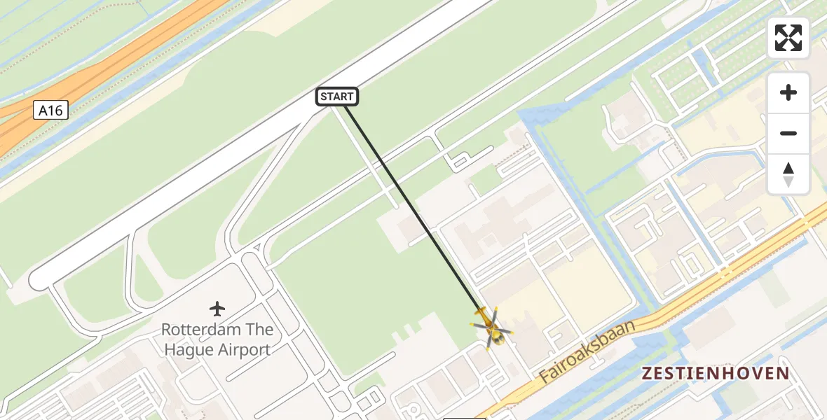 Vluchtroute Traumahelikopter Rotterdam The Hague Airport - Rotterdam The Hague Airport, 27 januari 2024, 16:38