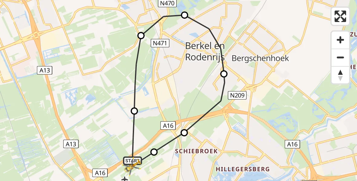 Vluchtroute Traumahelikopter Rotterdam The Hague Airport - Rotterdam The Hague Airport, 27 januari 2024, 17:28