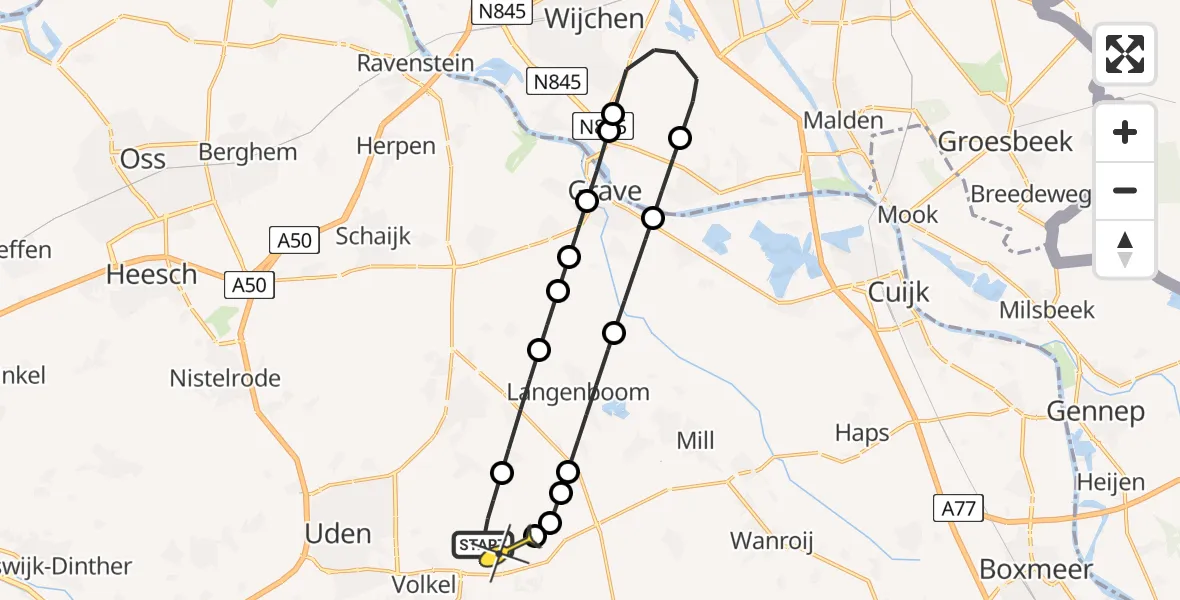 Routekaart van de vlucht: Lifeliner 3 naar Vliegbasis Volkel