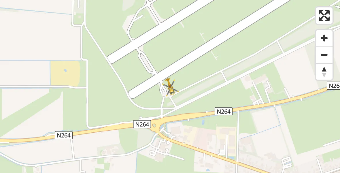 Vluchtroute Traumahelikopter van Vliegbasis Volkel naar Vliegbasis Volkel
