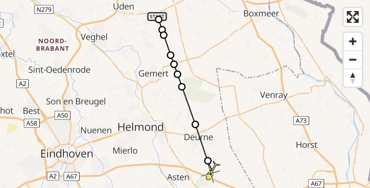 Routekaart van de vlucht: Lifeliner 3 naar Liessel