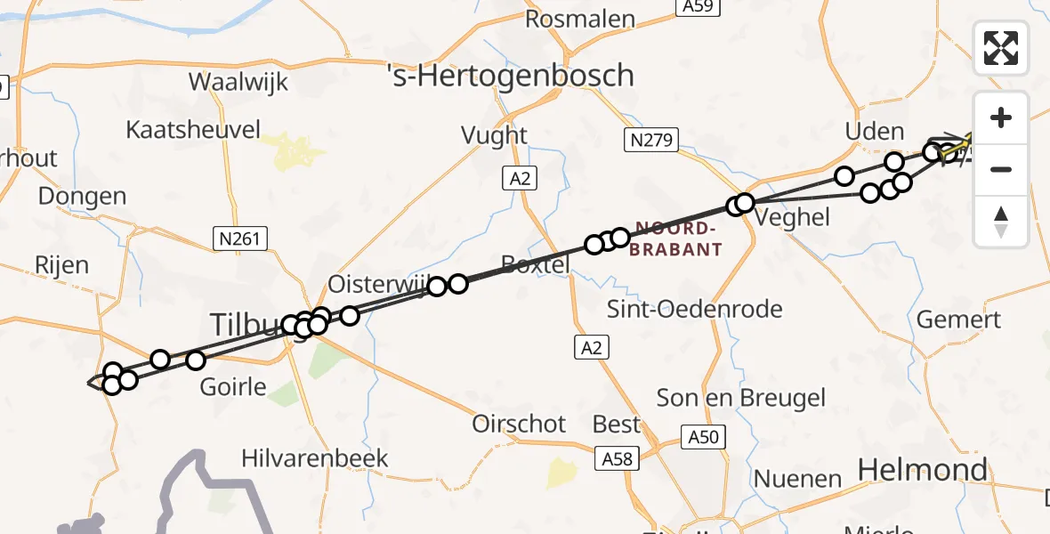 Routekaart van de vlucht: Lifeliner 3 naar Vliegbasis Volkel