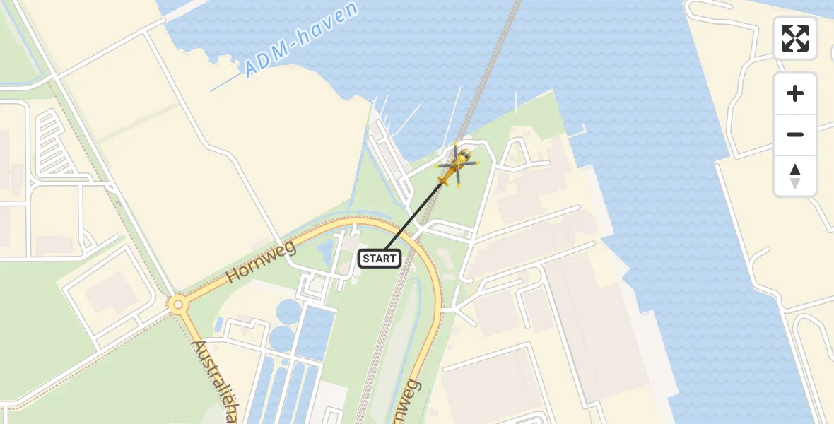 Vluchtroute Traumahelikopter van Amsterdam Heliport naar Amsterdam Heliport