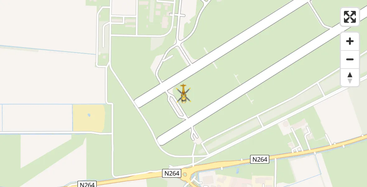 Vluchtroute Traumahelikopter van Vliegbasis Volkel naar Vliegbasis Volkel