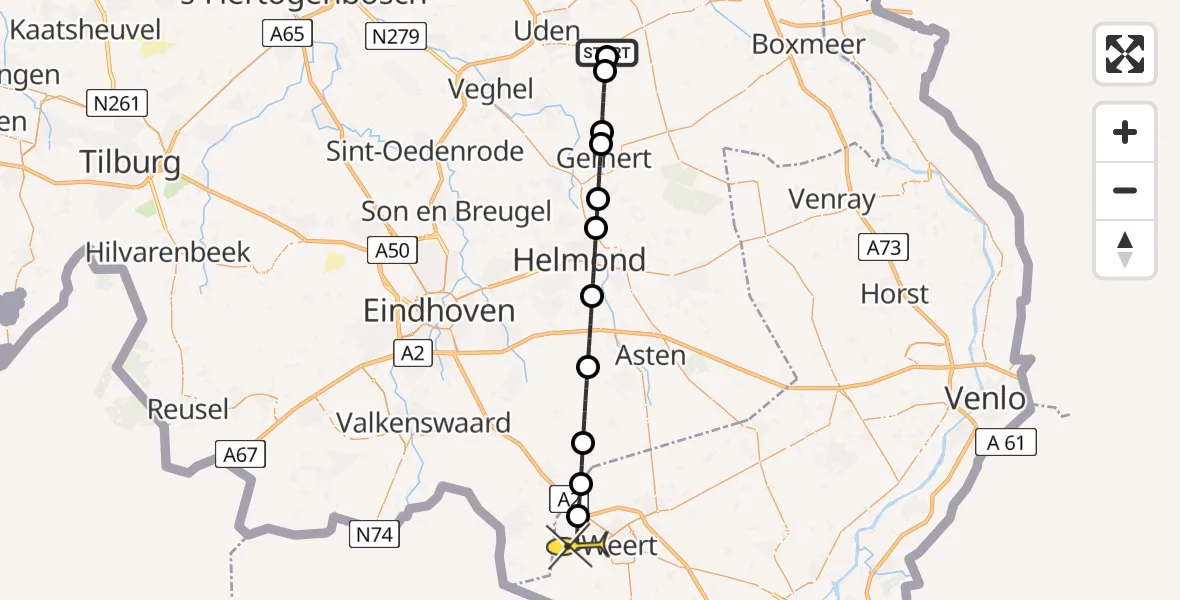 Routekaart van de vlucht: Lifeliner 3 naar Weert