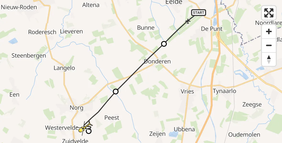 Routekaart van de vlucht: Lifeliner 4 naar Zuidvelde, Machlaan