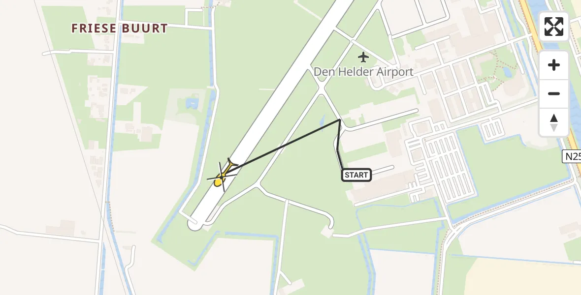 Vluchtroute  van Vliegveld De Kooy naar Vliegveld De Kooy