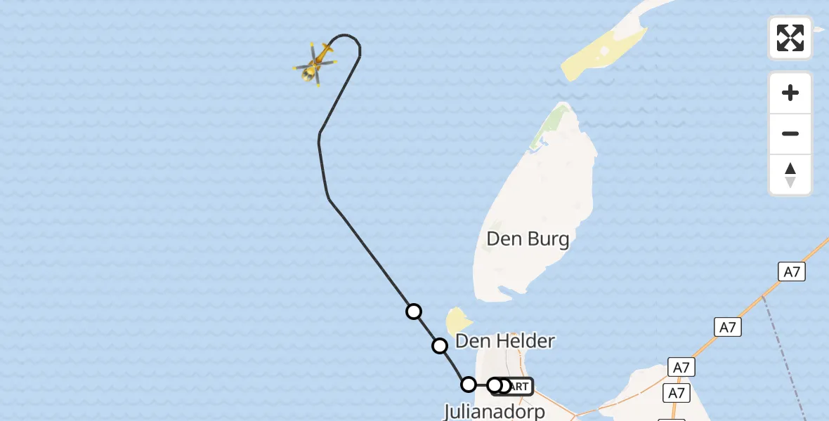 Vluchtroute  Vliegveld De Kooy - , 28 januari 2024, 09:08