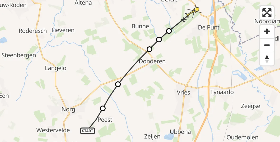 Routekaart van de vlucht: Lifeliner 4 naar Groningen Airport Eelde, Lugtenbergerweg