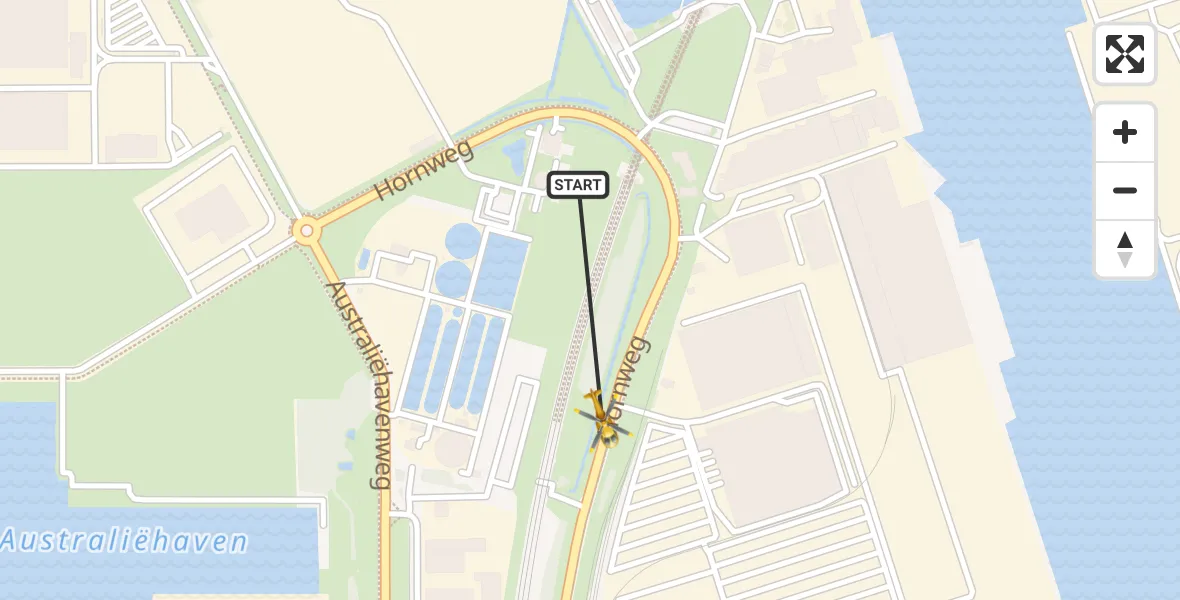 Vluchtroute Traumahelikopter van Amsterdam Heliport naar Amsterdam Heliport