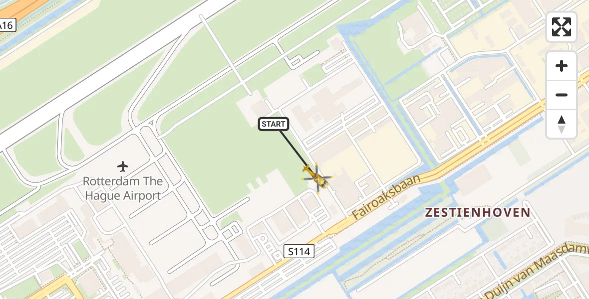 Vluchtroute Traumahelikopter Rotterdam The Hague Airport - Rotterdam The Hague Airport, 28 januari 2024, 12:53