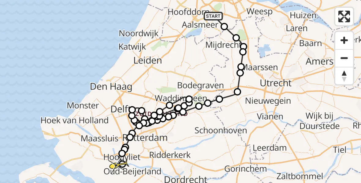 Routekaart van de vlucht: Politieheli naar Spijkenisse, Rietwijkeroordweg