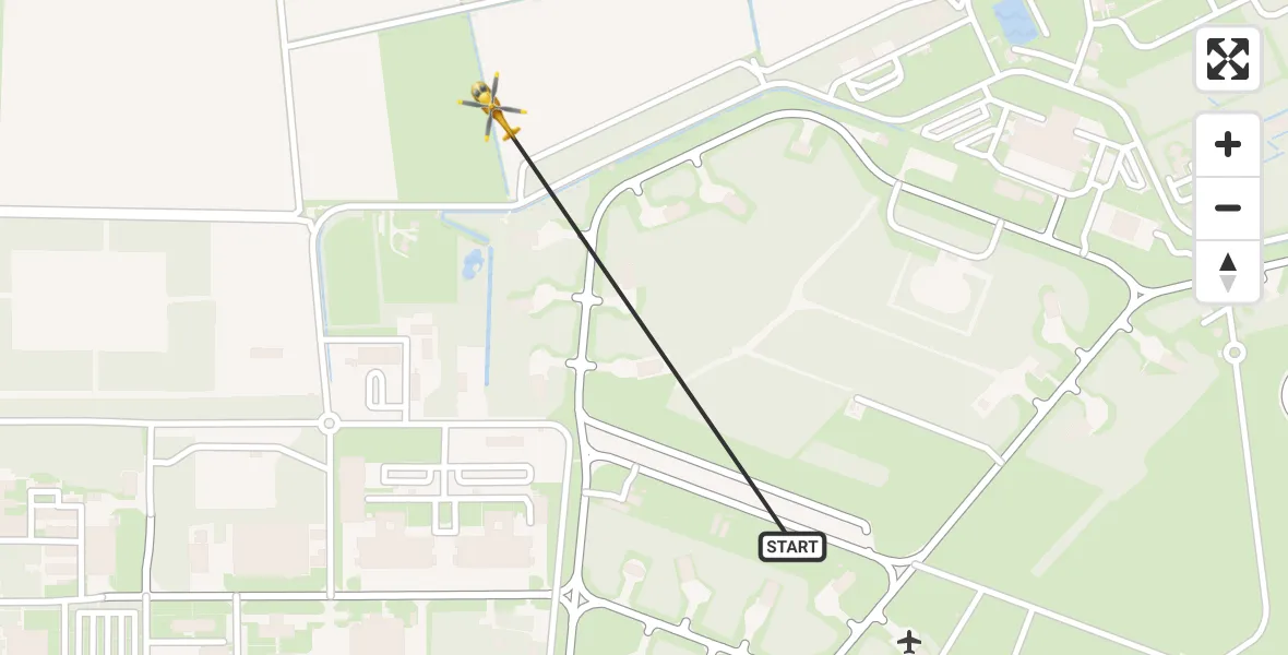Vluchtroute Traumahelikopter van Vliegbasis Volkel naar Vliegbasis Volkel