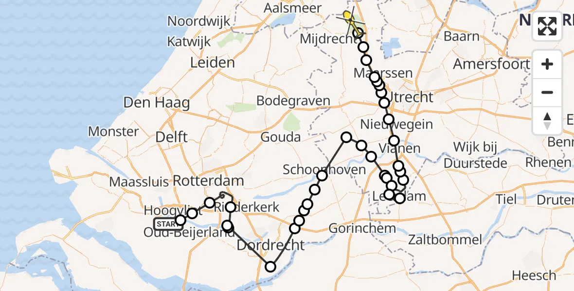 Routekaart van de vlucht: Politieheli naar Vinkeveen, Hürthstraat