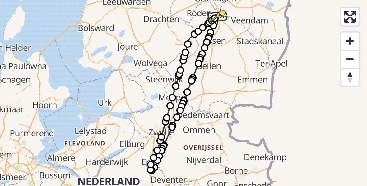 Routekaart van de vlucht: Lifeliner 4 naar Groningen Airport Eelde, Homsteeg