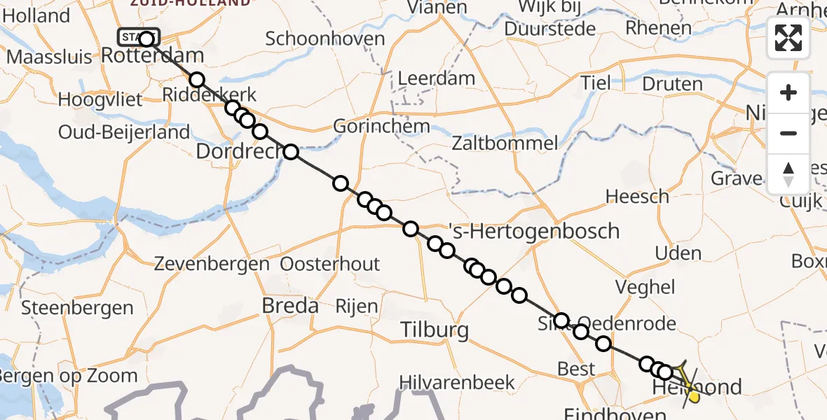 Routekaart van de vlucht: Lifeliner 2 naar Helmond, Hilda Verwey-Jonkerstraat