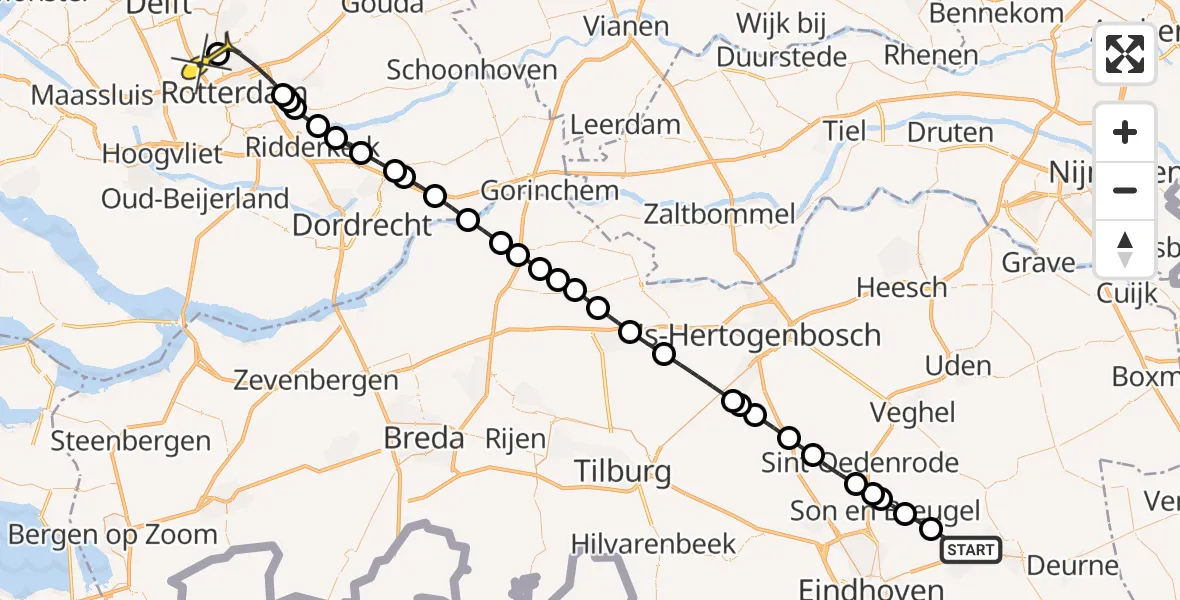 Routekaart van de vlucht: Lifeliner 2 naar Rotterdam The Hague Airport, Hortsedijk