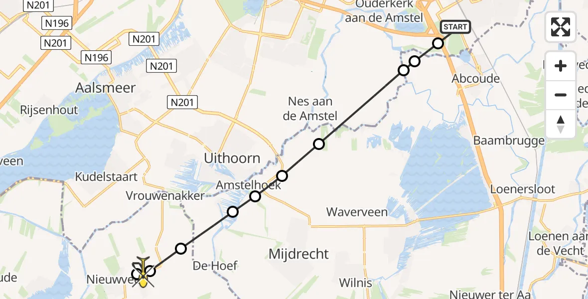 Routekaart van de vlucht: Lifeliner 1 naar Nieuwveen, Ringsloot