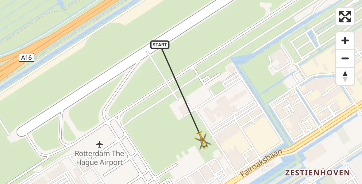 Vluchtroute Traumahelikopter Rotterdam The Hague Airport - Rotterdam The Hague Airport, 28 januari 2024, 17:52
