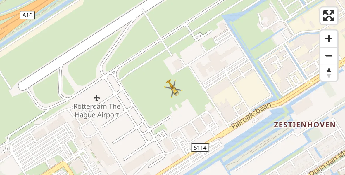 Vluchtroute Traumahelikopter Rotterdam The Hague Airport - Rotterdam The Hague Airport, 28 januari 2024, 18:33