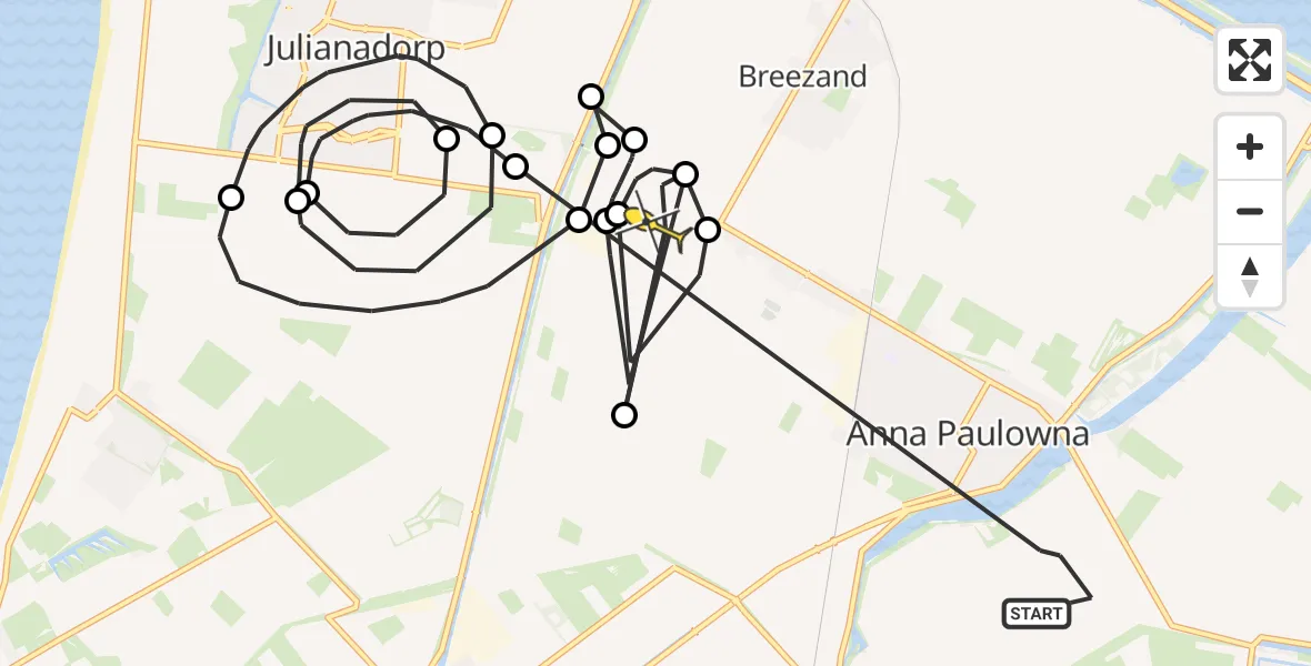 Routekaart van de vlucht: Politieheli naar Anna Paulowna, Kneesweg