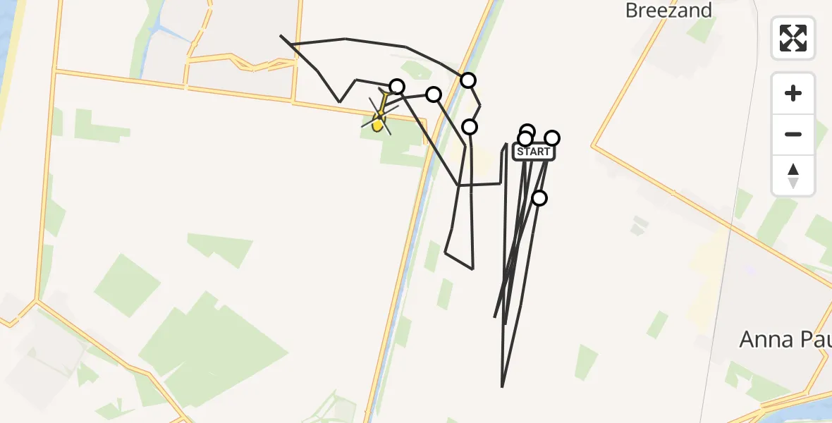 Routekaart van de vlucht: Politiehelikopter naar Julianadorp, Molenvaart