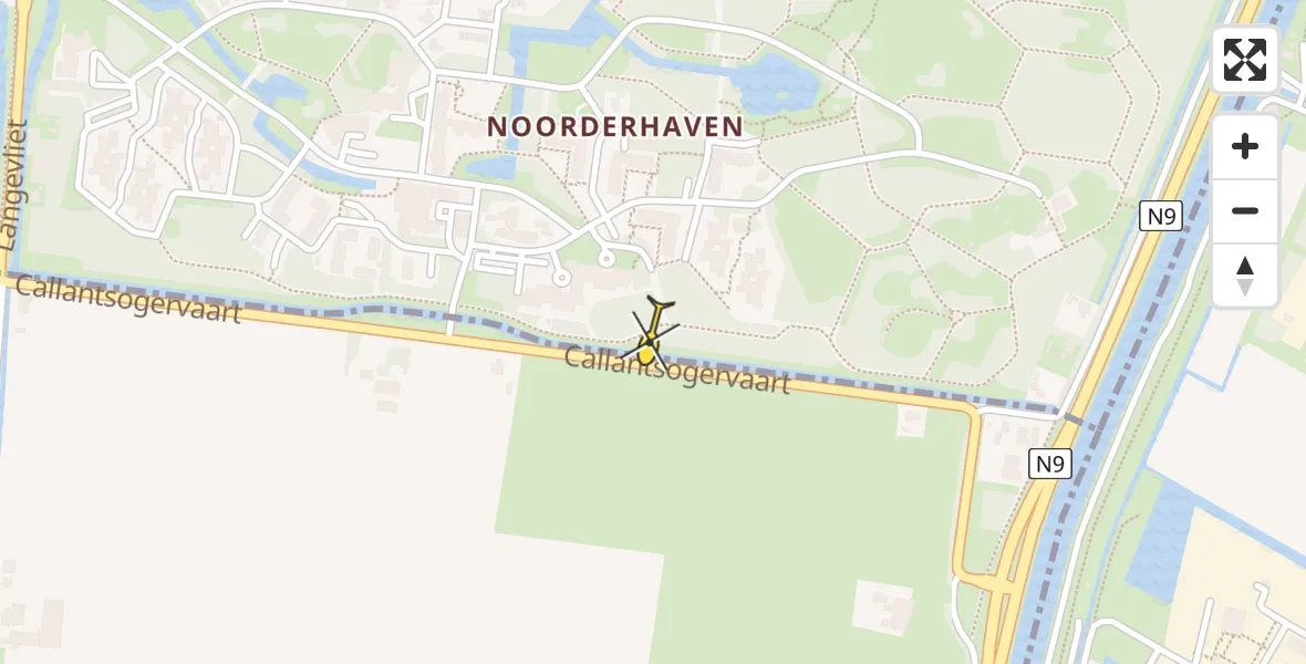 Routekaart van de vlucht: Politieheli naar Julianadorp