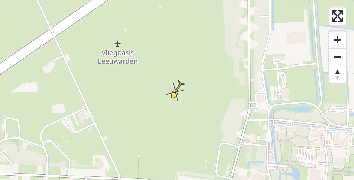Vluchtroute Ambulancehelikopter van Vliegbasis Leeuwarden naar Vliegbasis Leeuwarden