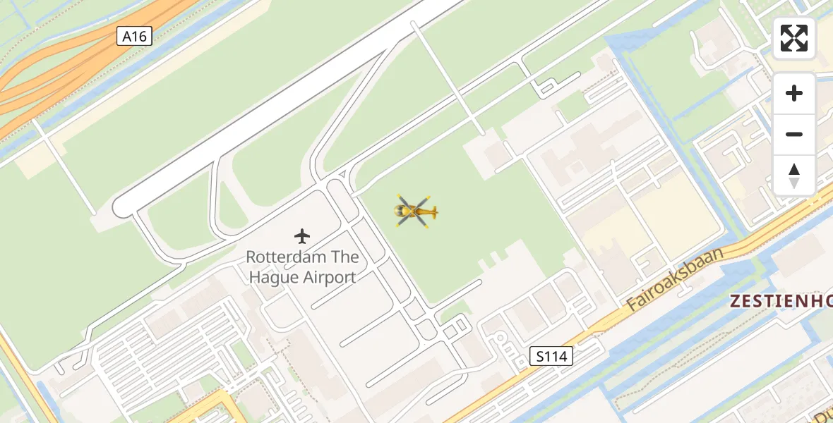 Vluchtroute Traumahelikopter Rotterdam The Hague Airport - Rotterdam The Hague Airport, 28 januari 2024, 22:32