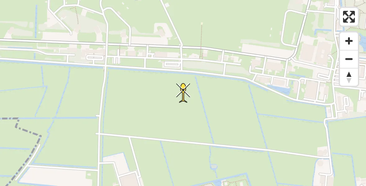 Vluchtroute Ambulancehelikopter van Vliegbasis Leeuwarden naar Vliegbasis Leeuwarden