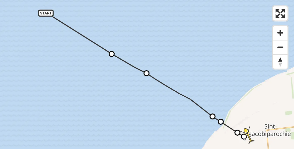 Routekaart van de vlucht: Ambulanceheli naar St.-Jacobiparochie, Noorder Balgen