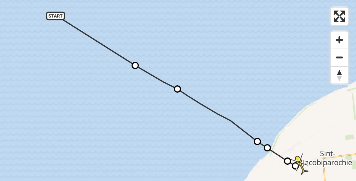 Routekaart van de vlucht: Ambulancehelikopter naar St.-Jacobiparochie, Noorder Balgen