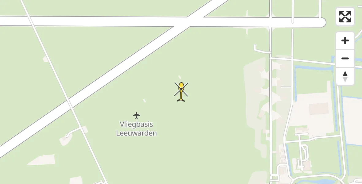 Vluchtroute Ambulancehelikopter van Vliegbasis Leeuwarden naar Vliegbasis Leeuwarden