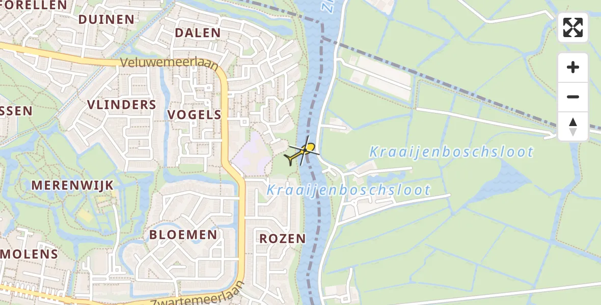 Routekaart van de vlucht: Traumaheli naar Leiden