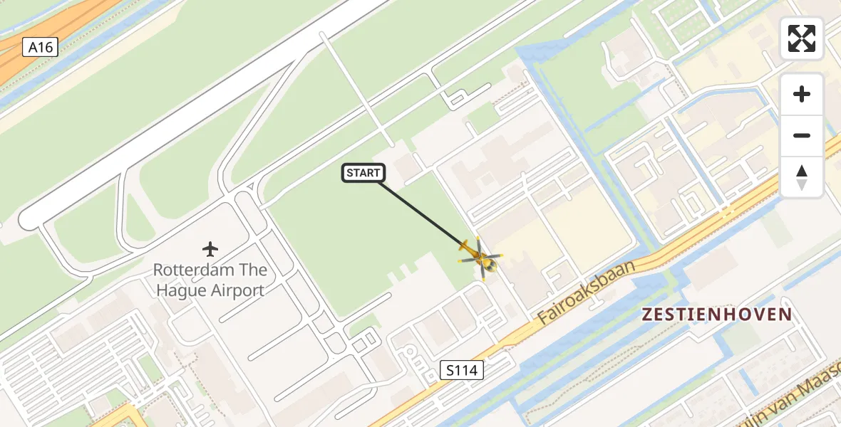 Vluchtroute Traumahelikopter Rotterdam The Hague Airport - Rotterdam The Hague Airport, 29 januari 2024, 07:52