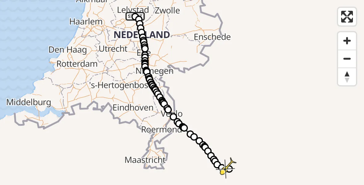 Routekaart van de vlucht: Traumahelikopter naar Sankt Augustin, Emoeweg